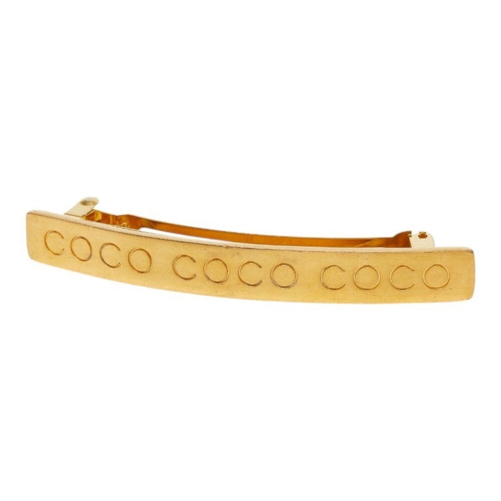 Chanel 01P Logo Barrette Hair Accessory Gold Plated